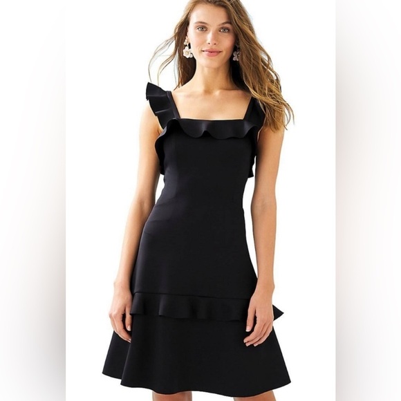 Lilly Pulitzer Astoria Ruffle Dress In Onyx - Picture 3 of 11
